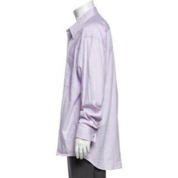 EMANUEL UNGARO Long Sleeve Dress Shirt 100% Cotton Purple - Picture 3 of 3